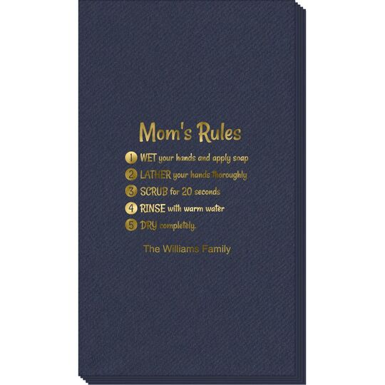 Mom's Rules Wash Your Hands Linen Like Guest Towels